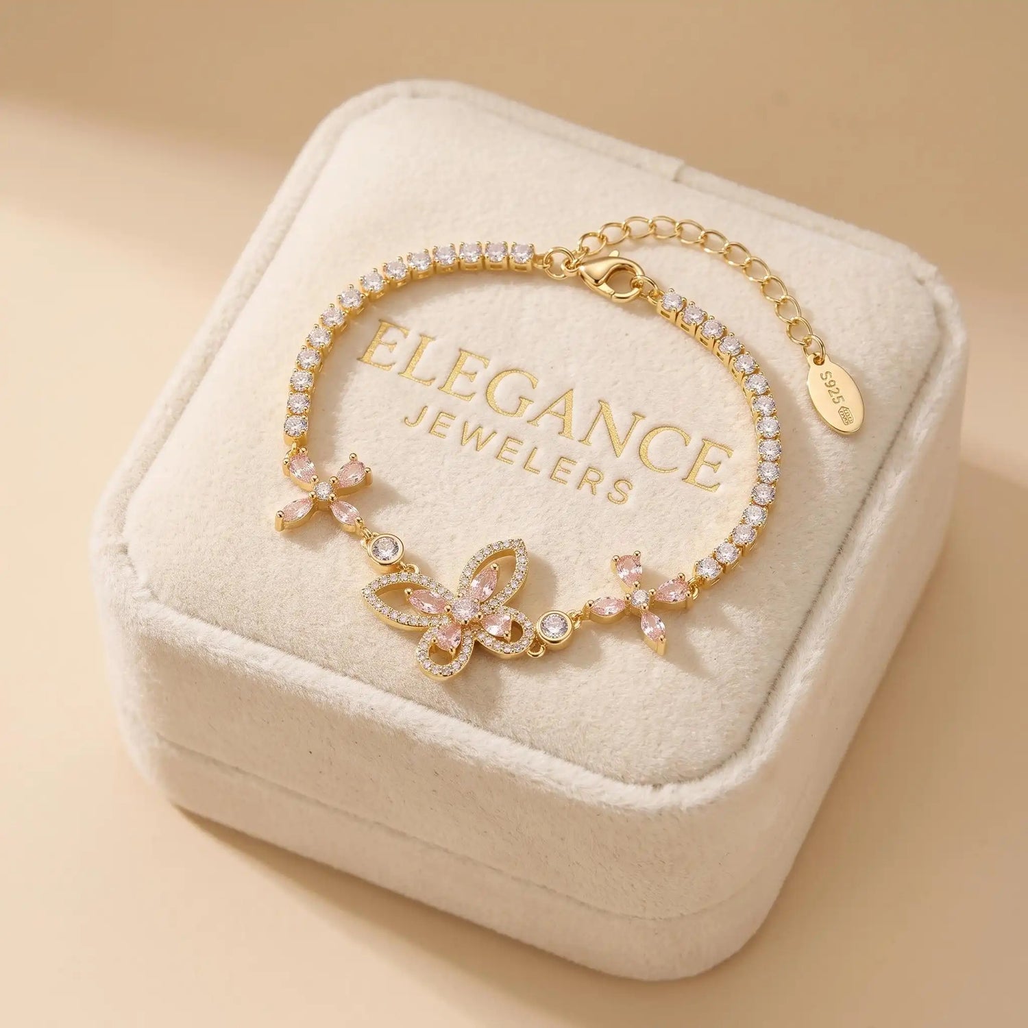 Crystal Butterfly Flower Bracelet