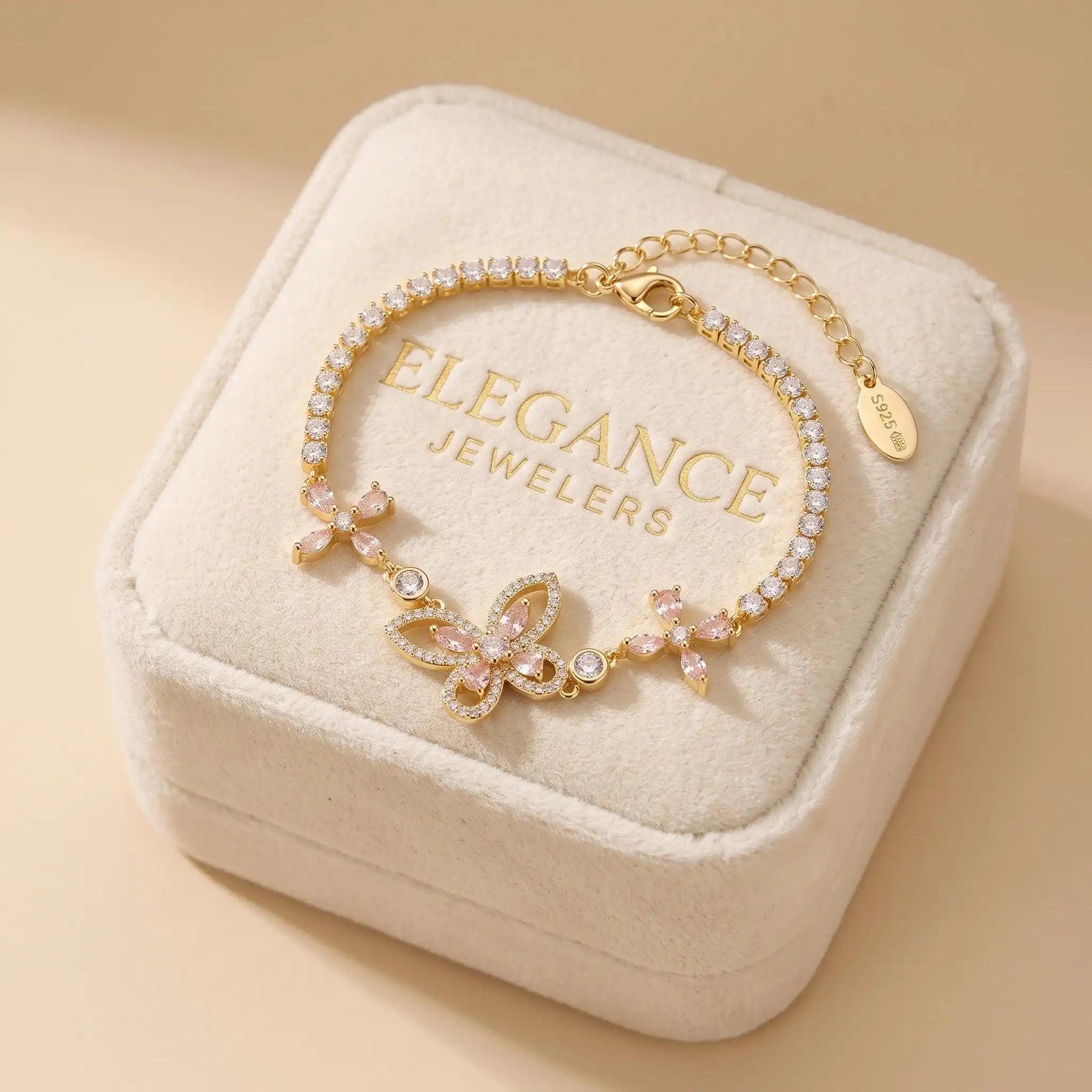 Crystal Butterfly Flower Bracelet