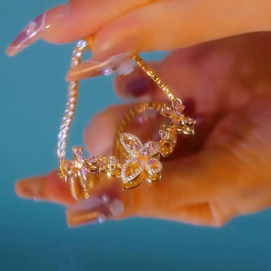 Crystal Butterfly Flower Bracelet