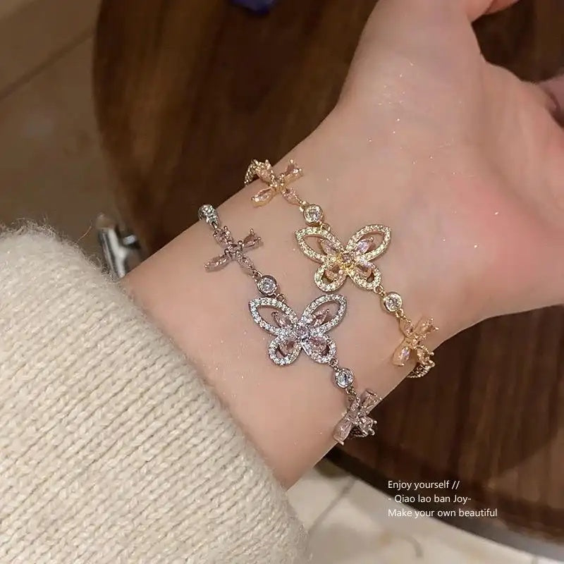 Crystal Butterfly Flower Korean Ins Bracelet