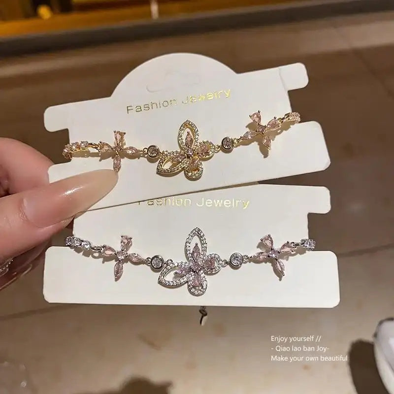 Crystal Butterfly Flower Korean Ins Bracelet
