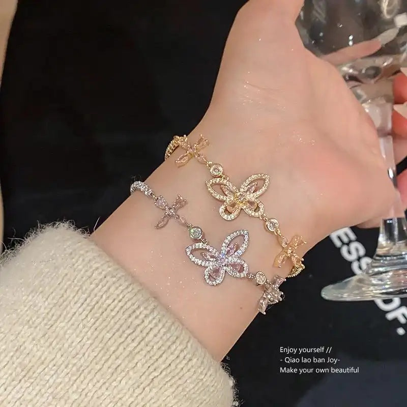 Crystal Butterfly Flower Korean Ins Bracelet