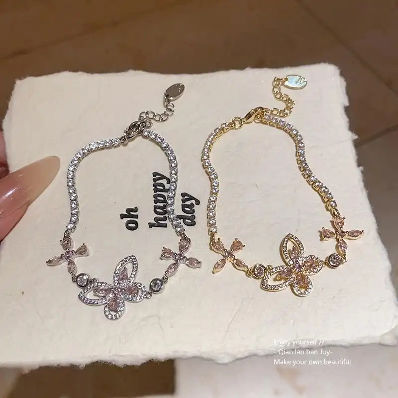 Crystal Butterfly Flower Korean Ins Bracelet