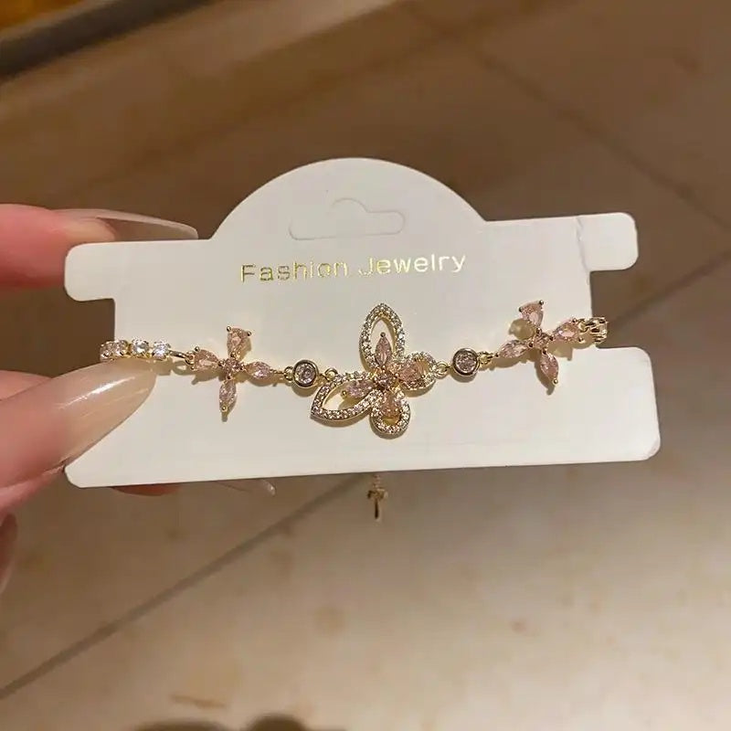 Crystal Butterfly Flower Korean Ins Bracelet