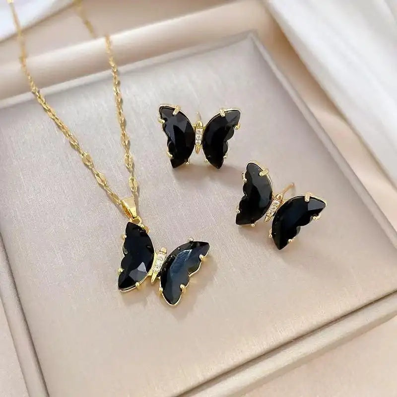 Crystal Butterfly Jewelry Set