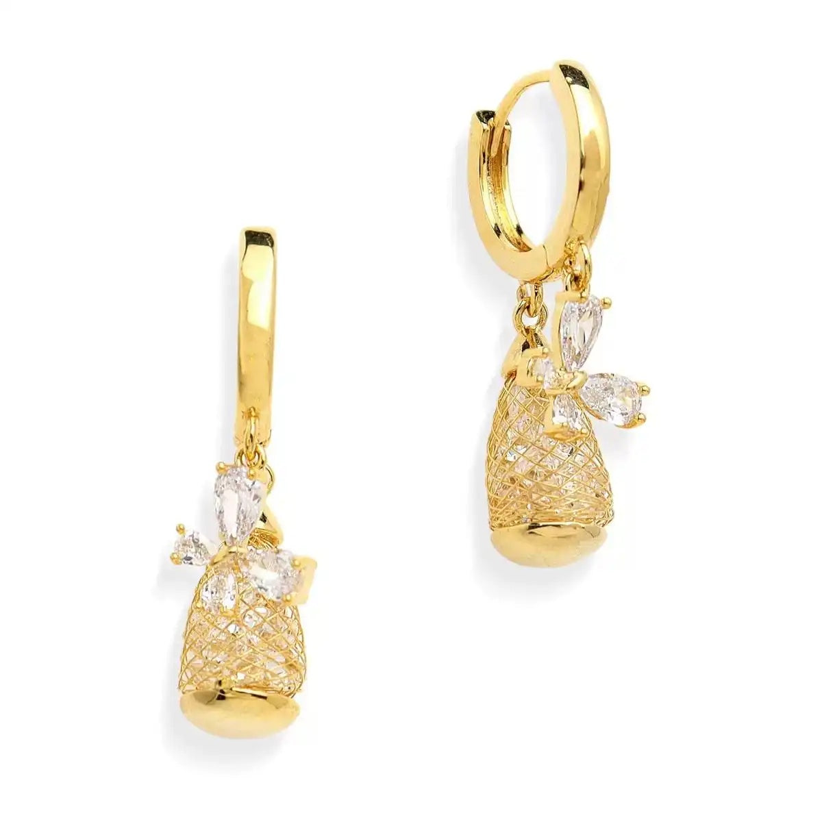Crystal Butterfly Mesh Teardrop Drop Earrings