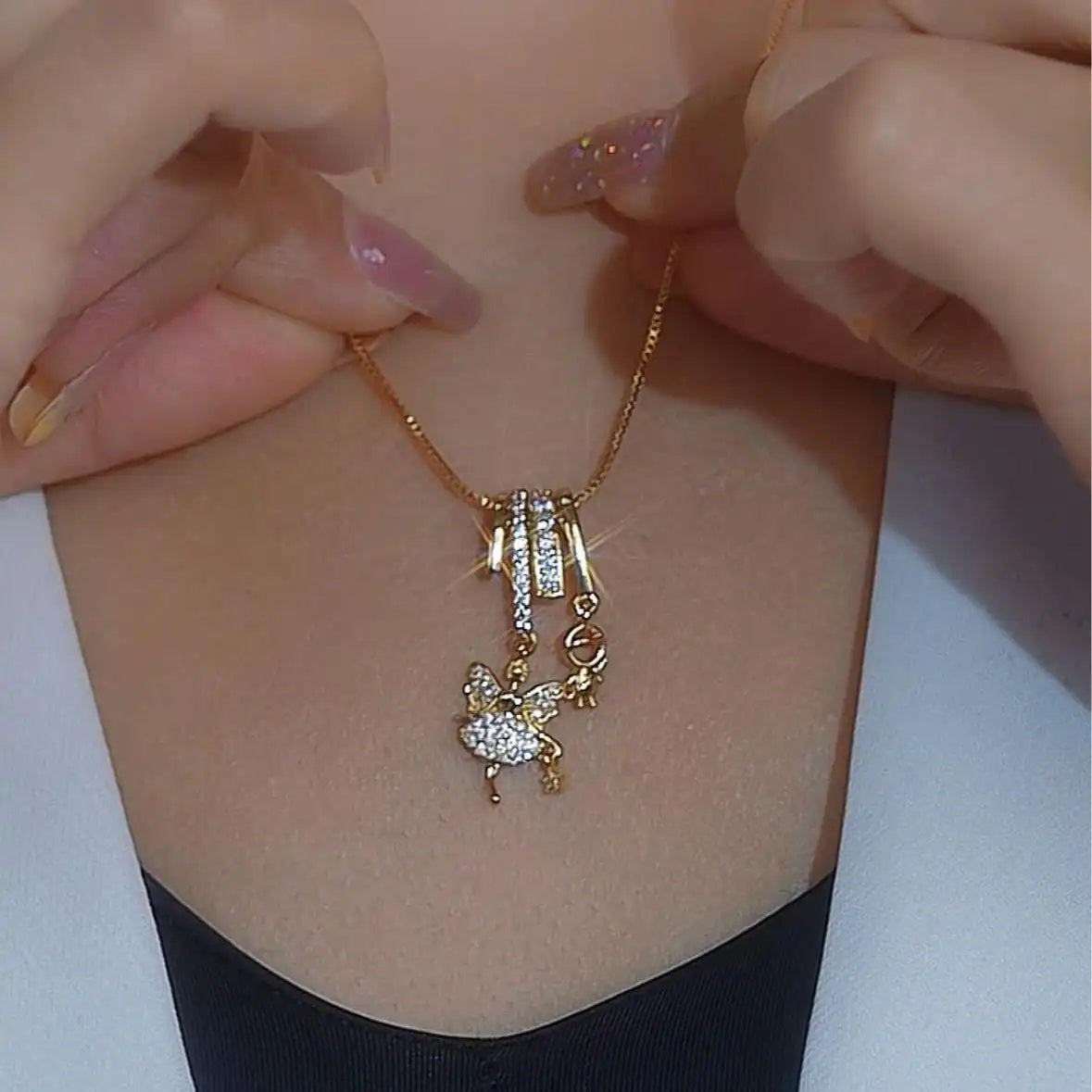 Crystal Butterfly Pendant Necklace