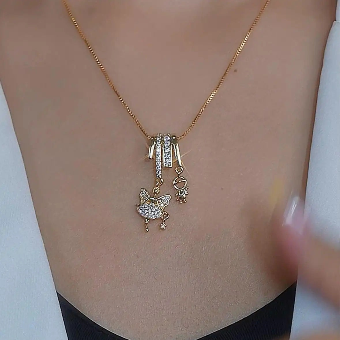 Crystal Butterfly Pendant Necklace