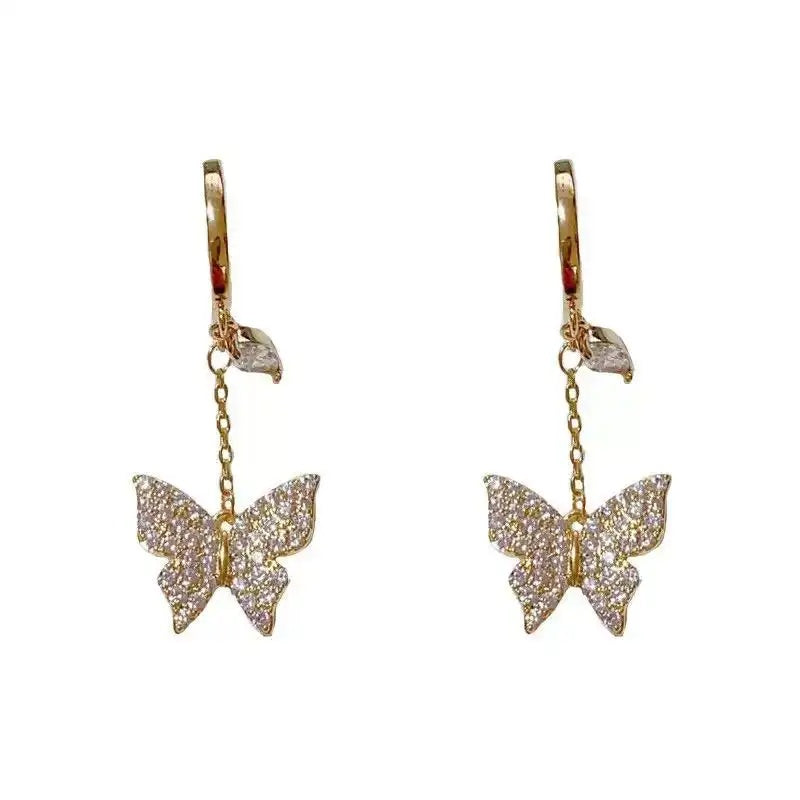 Crystal Butterfly Tassel Charming Ear Drop Earrings