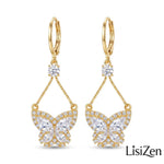 Crystal Butterfly Teardrop Butterfly Drop Earrings