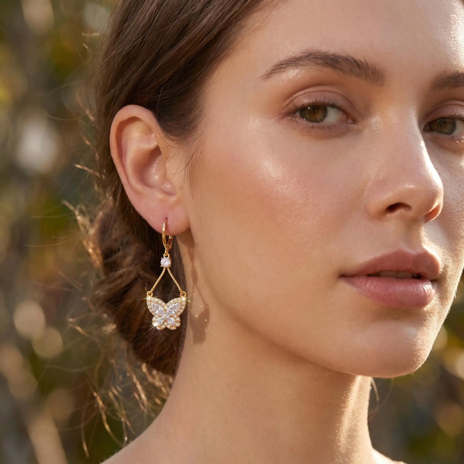 Crystal Butterfly Teardrop Butterfly Drop Earrings