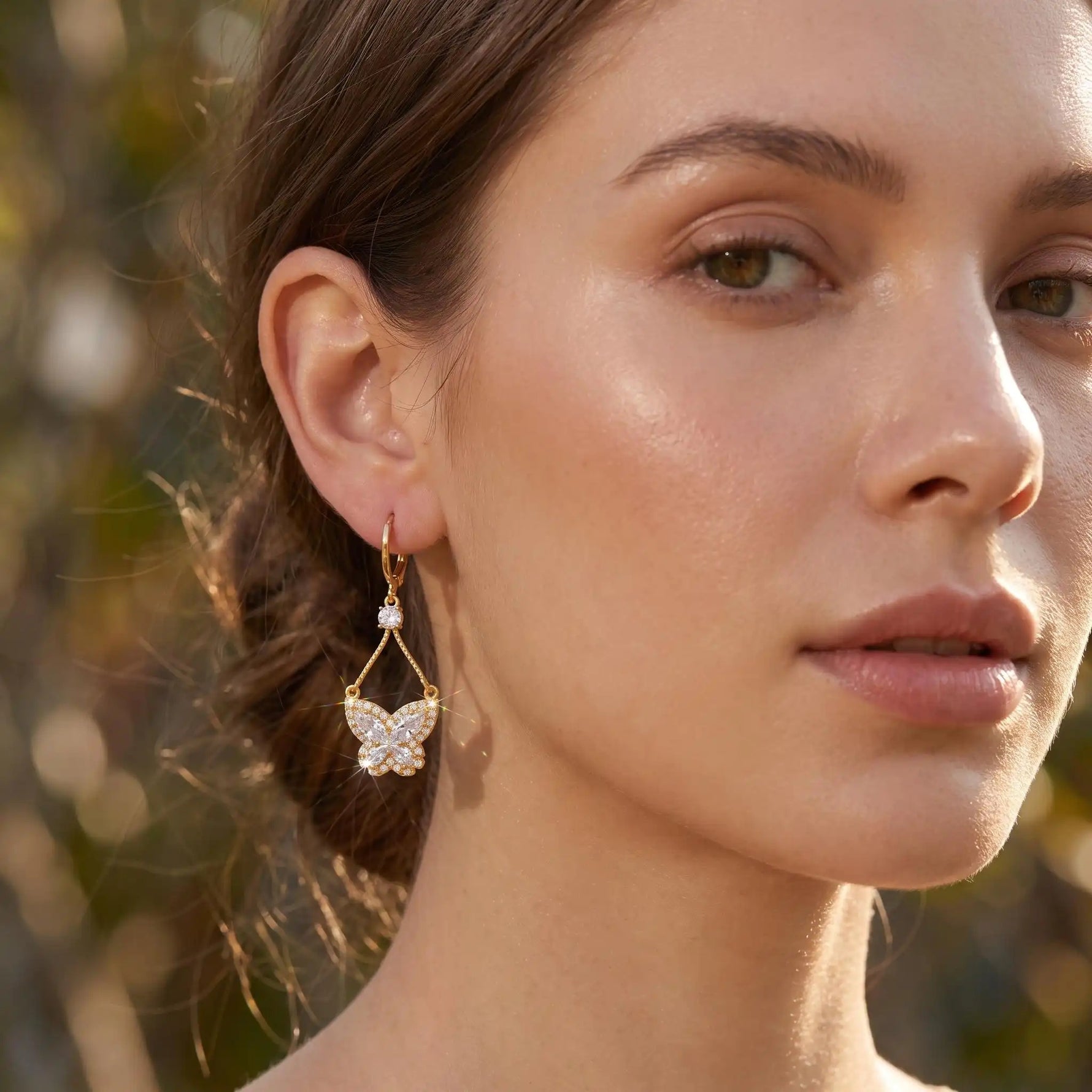 Crystal Butterfly Teardrop Butterfly Drop Earrings