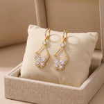 Crystal Butterfly Teardrop Butterfly Drop Earrings