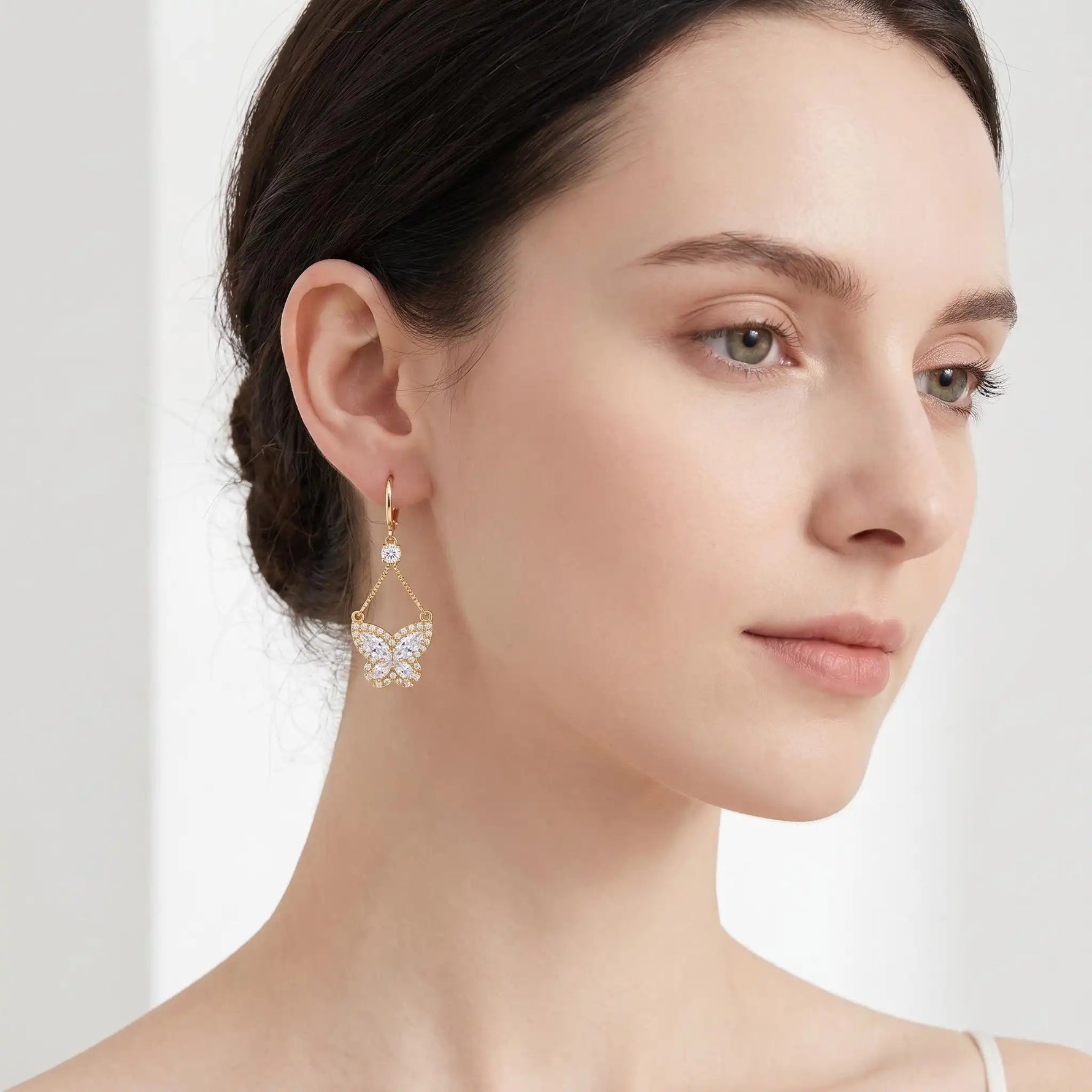 Crystal Butterfly Teardrop Butterfly Drop Earrings