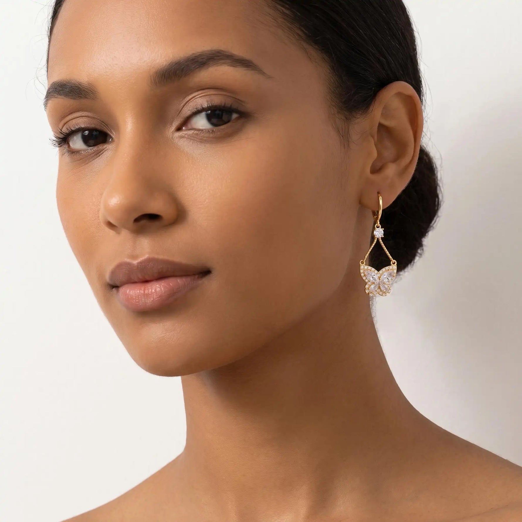 Crystal Butterfly Teardrop Butterfly Drop Earrings