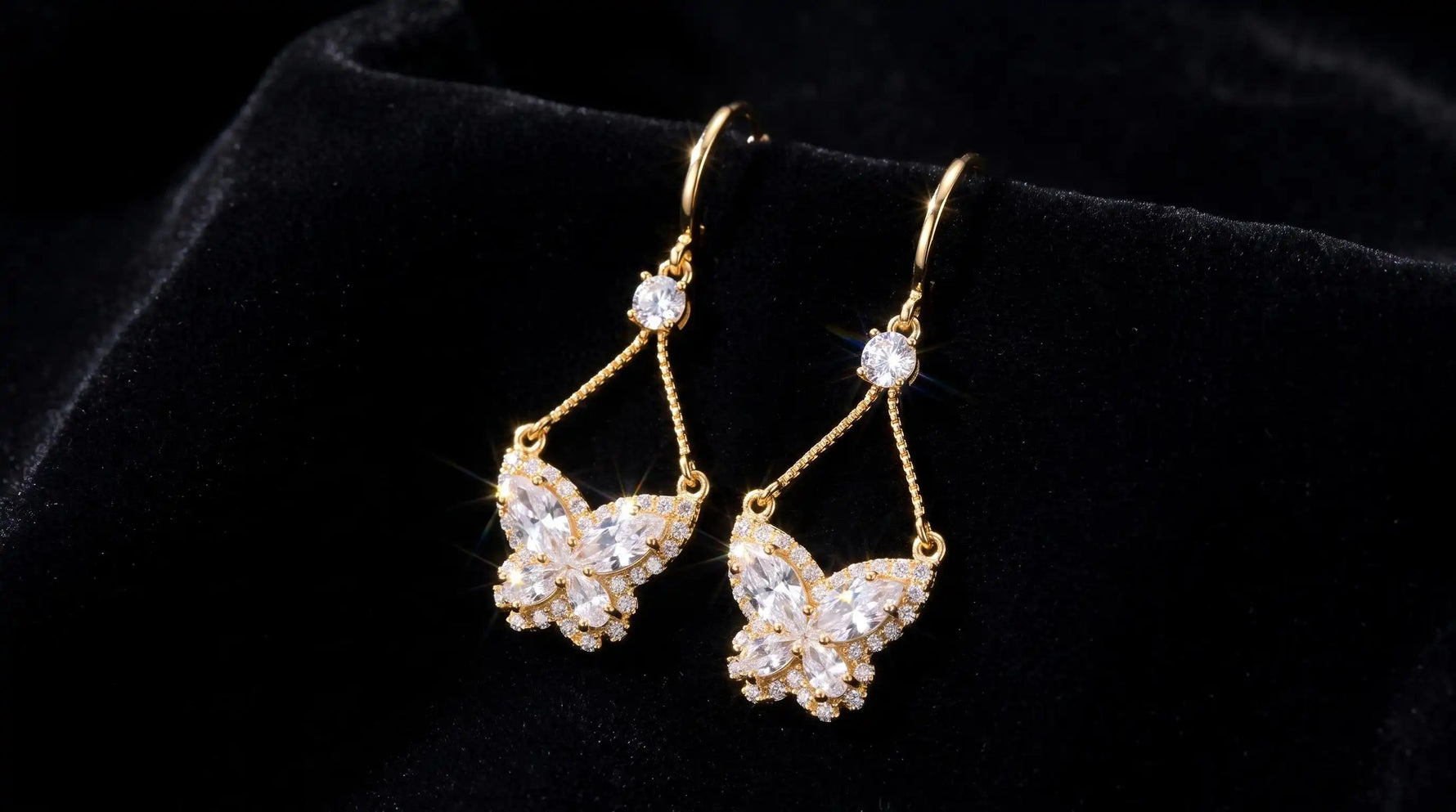 Crystal Butterfly Teardrop Butterfly Drop Earrings