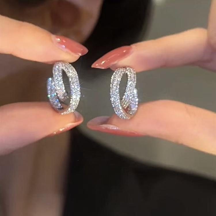 Crystal C-Shaped Cross Earrings