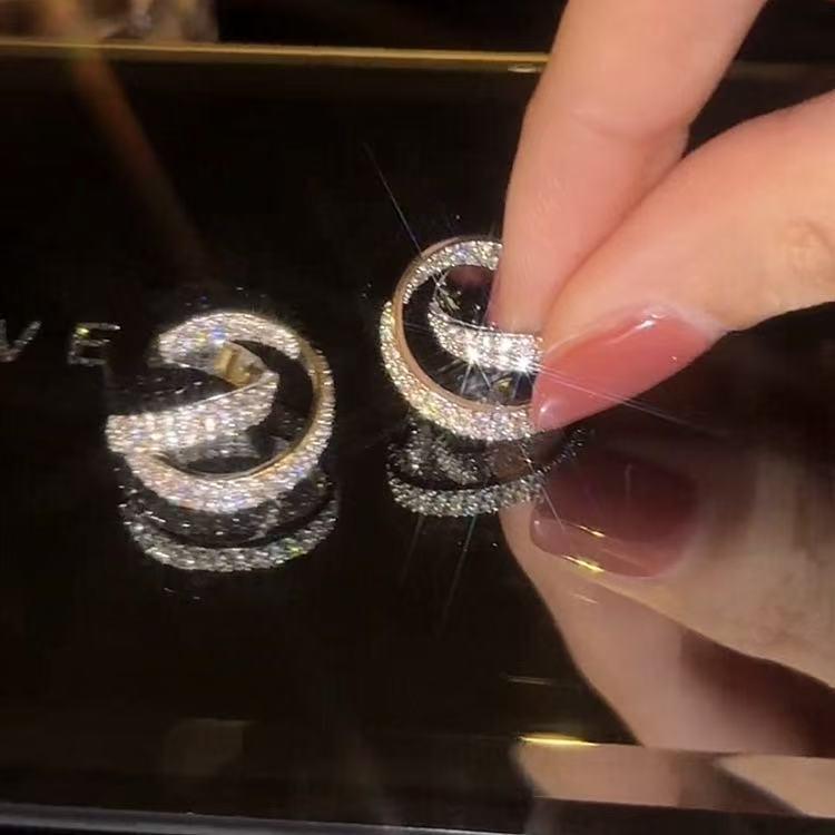 Crystal C-Shaped Cross Earrings