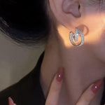 Crystal C-Shaped Cross Earrings