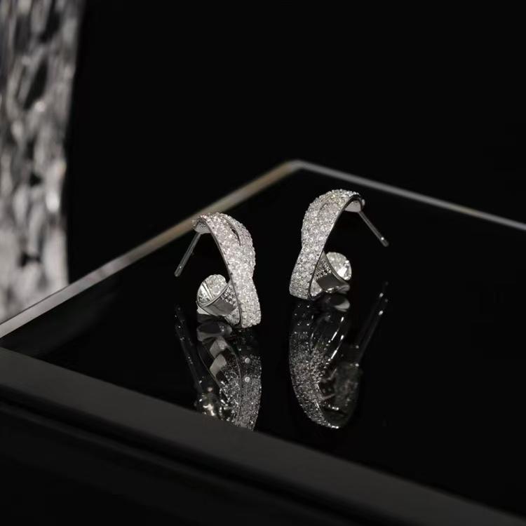Crystal C-Shaped Cross Earrings
