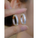 Crystal C-Shaped Hoop Earrings