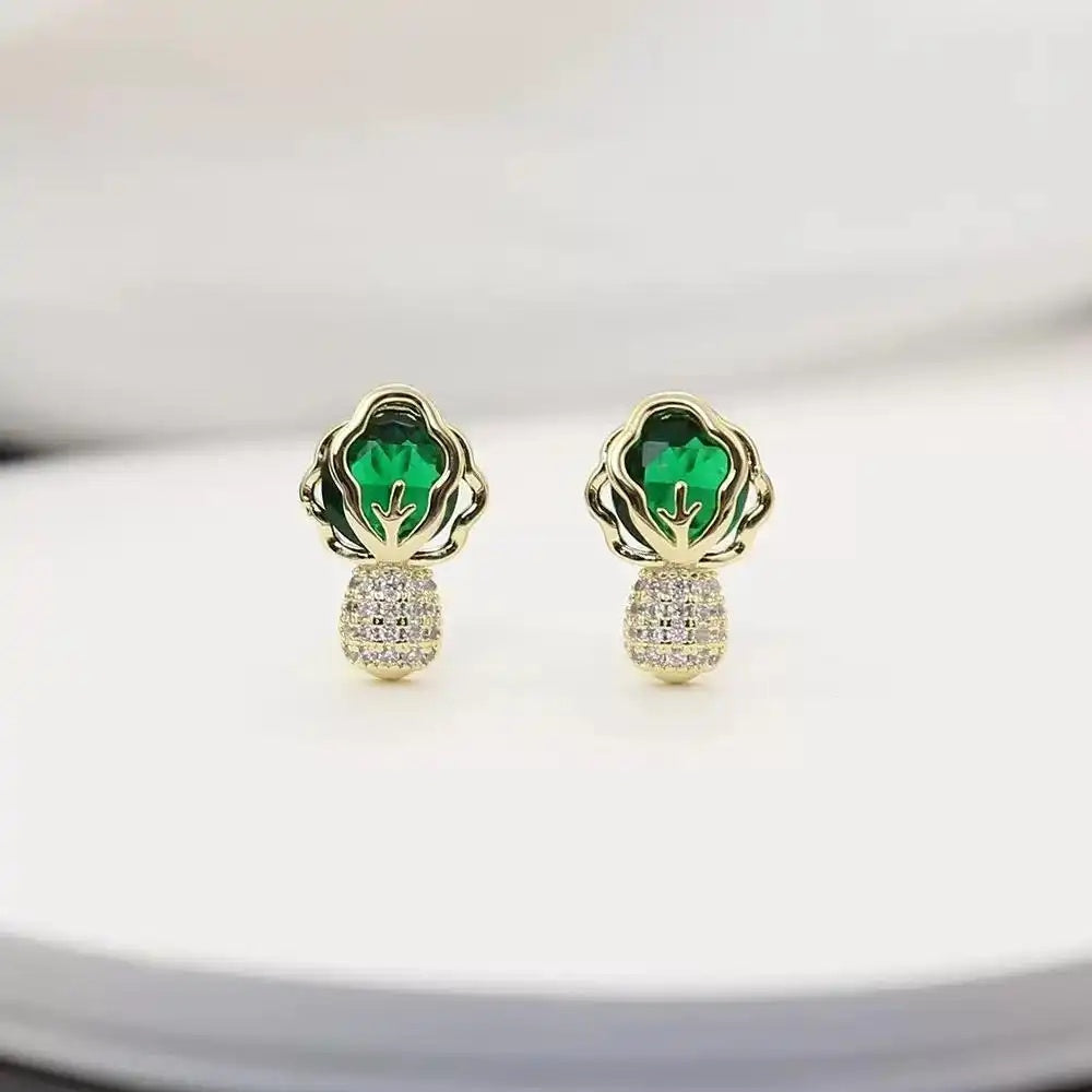 Crystal Cabbage Earrings