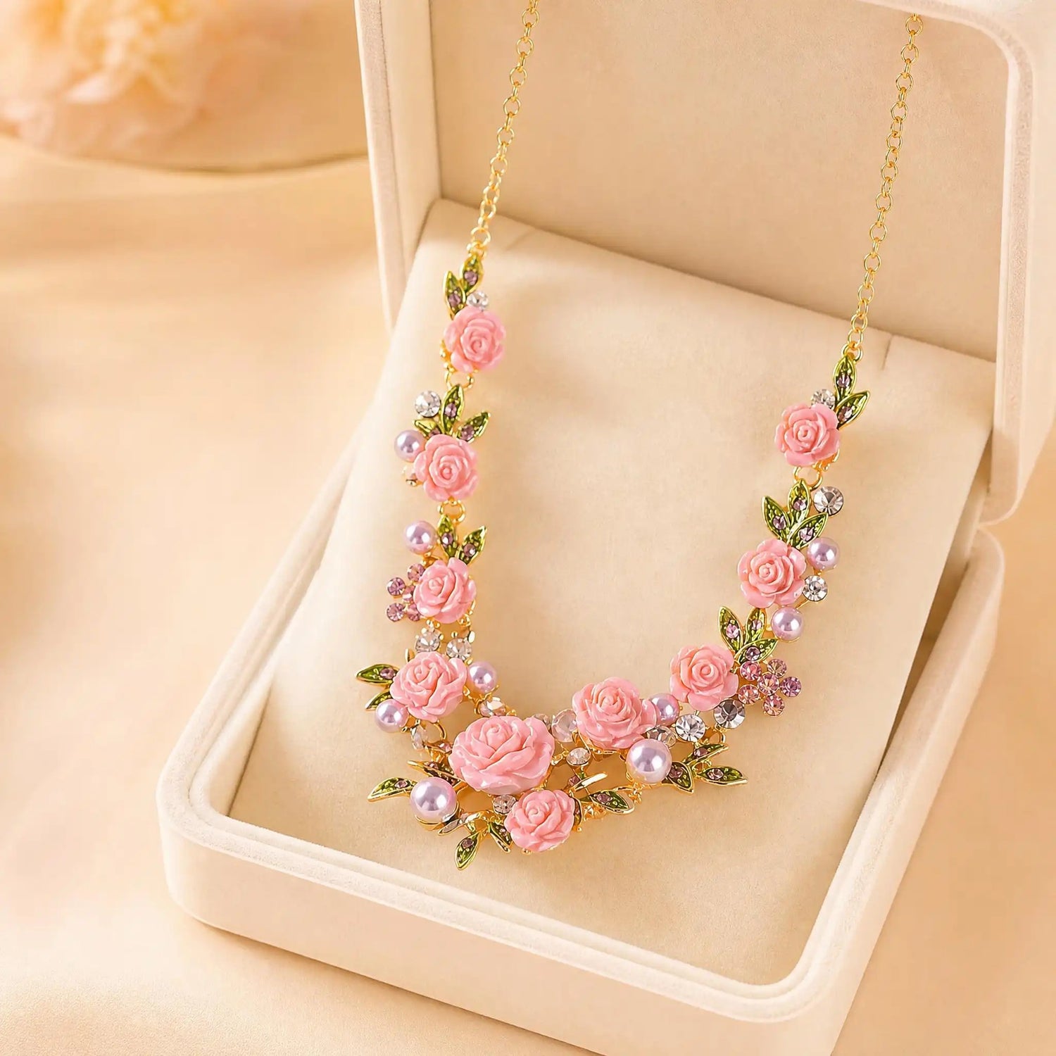 Crystal Camellia Pendant Necklace
