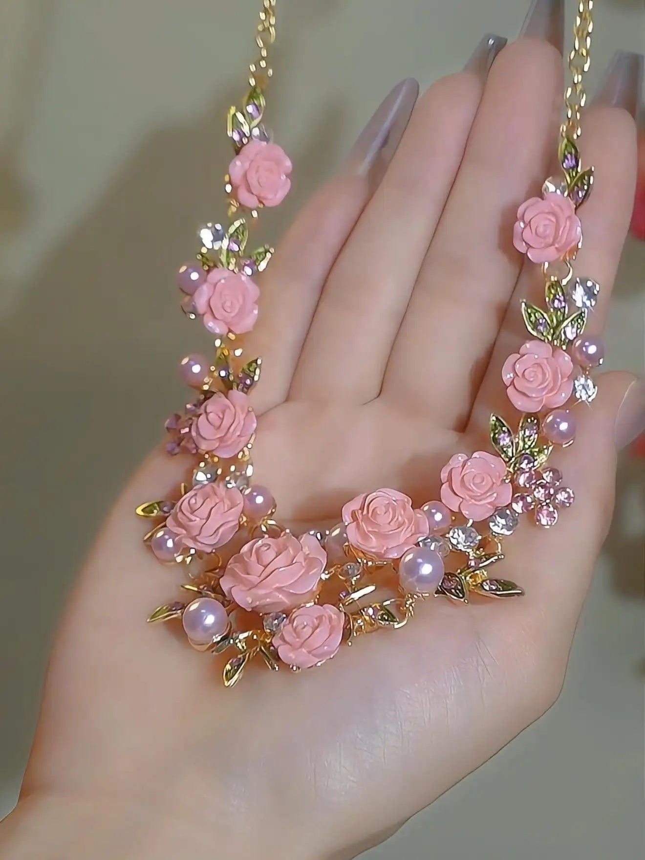 Crystal Camellia Pendant Necklace