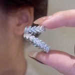 Crystal Cartilage Clip Wheat Ear Earrings