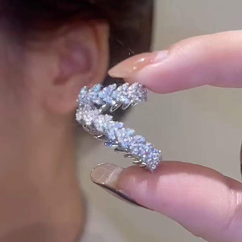 Crystal Cartilage Clip Wheat Ear Earrings