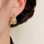 Crystal Cat Eye Teardrop Ear Hoop Earrings