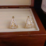 Crystal Cat Eye Teardrop Ear Hoop Earrings