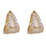 Crystal Cat Eye Teardrop Ear Hoop Earrings