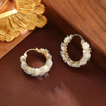 Crystal Circle White Rose Earrings