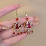 Crystal Cloud Pattern Peace Lock Earrings