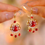 Crystal Cloud Pattern Peace Lock Earrings