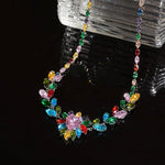 Crystal Colorful Leaf Heart Retro Necklace Set