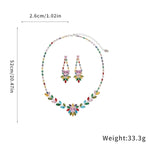 Crystal Colorful Leaf Heart Retro Necklace Set
