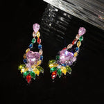 Crystal Colorful Leaf Heart Retro Necklace Set