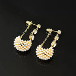 Crystal Cradle Tassel Drop Earrings