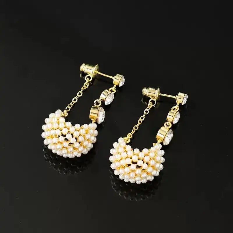 Crystal Cradle Tassel Drop Earrings