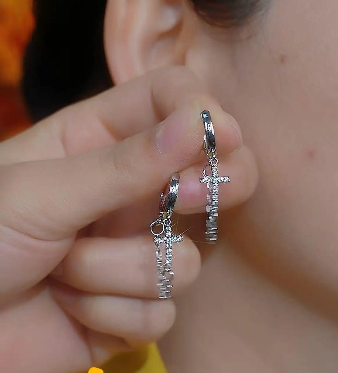 Crystal Cross Chain Tassel for Drop Earrings