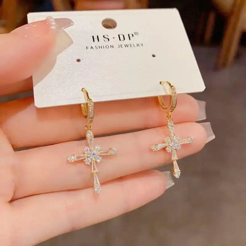 Crystal Cross Ear Cuffs