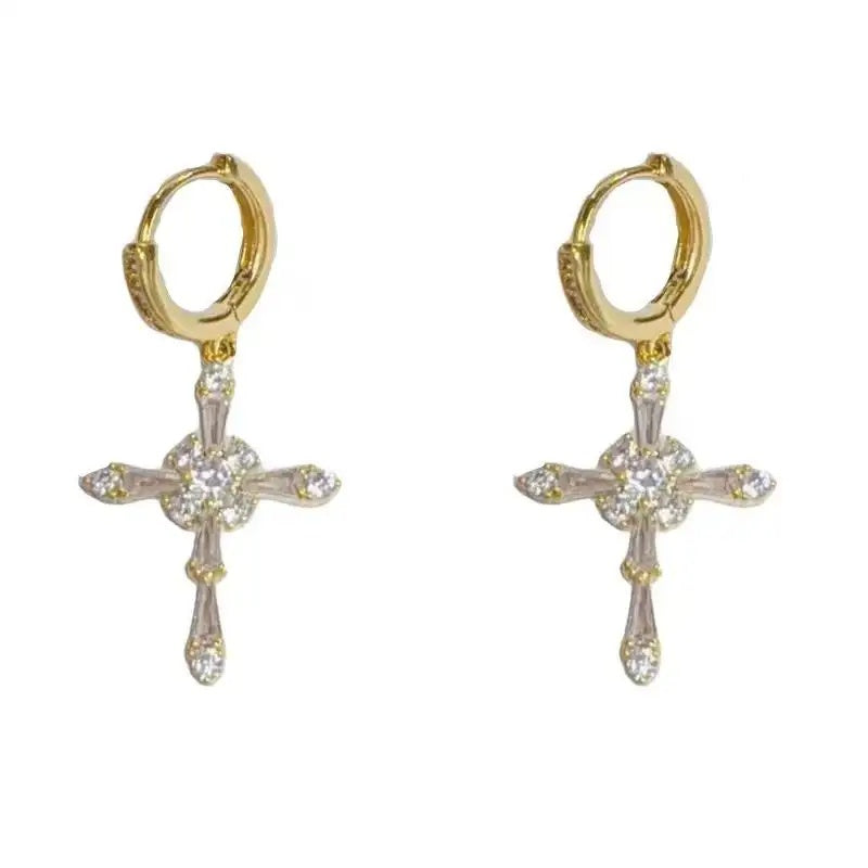 Crystal Cross Ear Cuffs