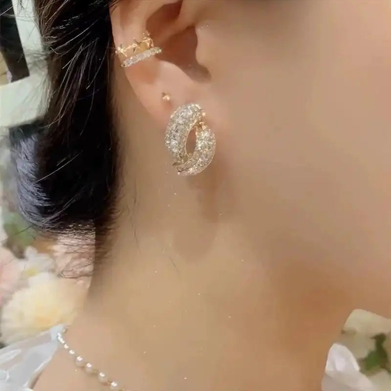 Crystal Cross Geometric Earrings