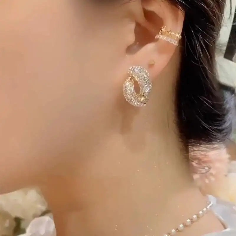 Crystal Cross Geometric Earrings