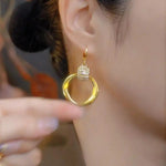 Crystal Diamond Interlocking French Hoop Earrings