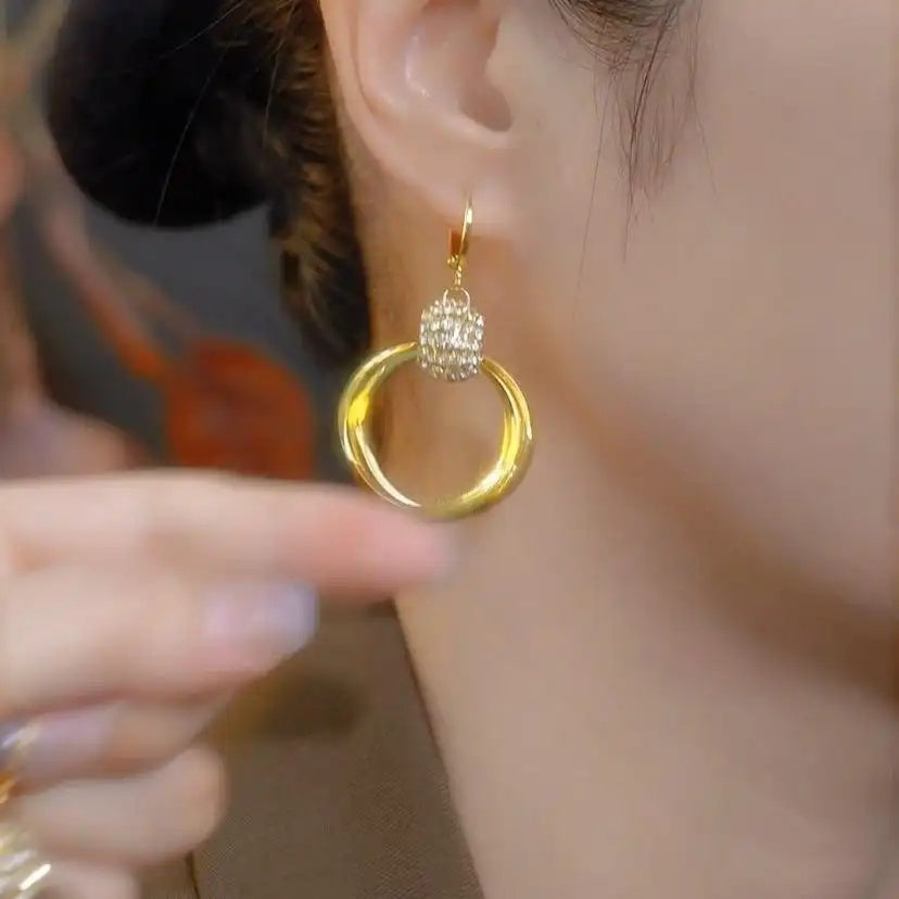Crystal Diamond Interlocking French Hoop Earrings
