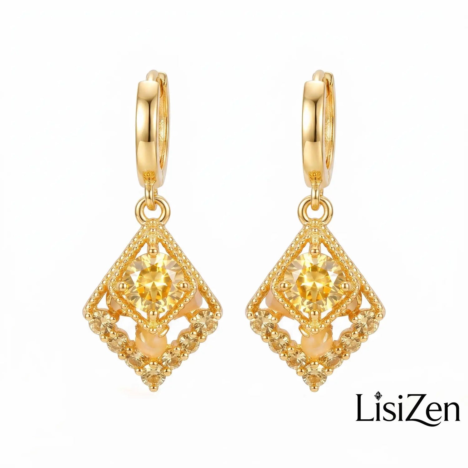 Crystal Diamond-Shaped Earrings