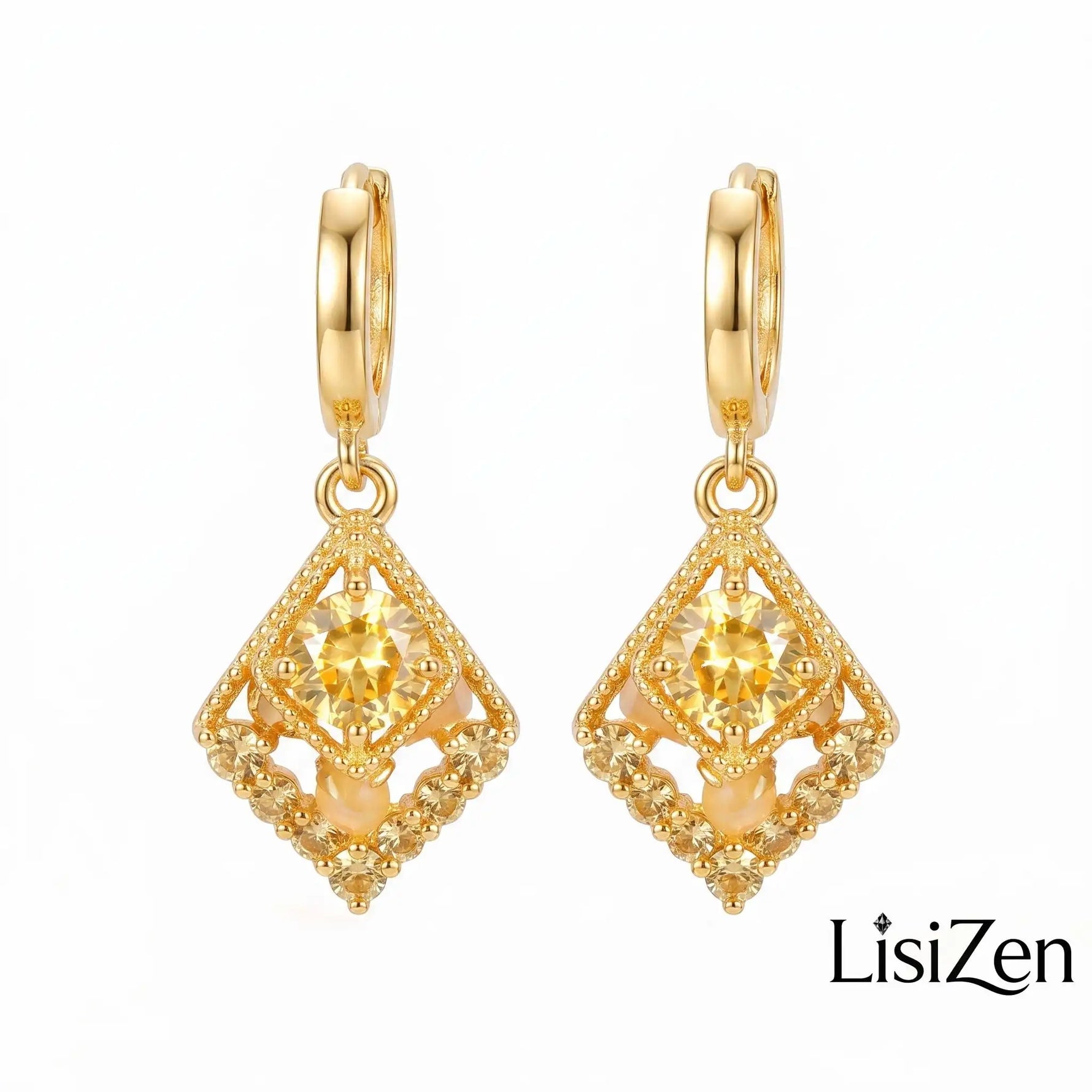 Crystal Diamond-Shaped Earrings